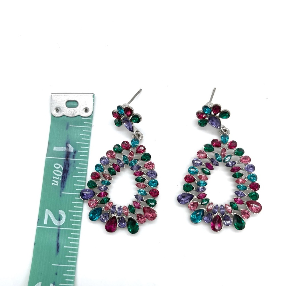 Multicolored Crystals Drop Earrings - image 3